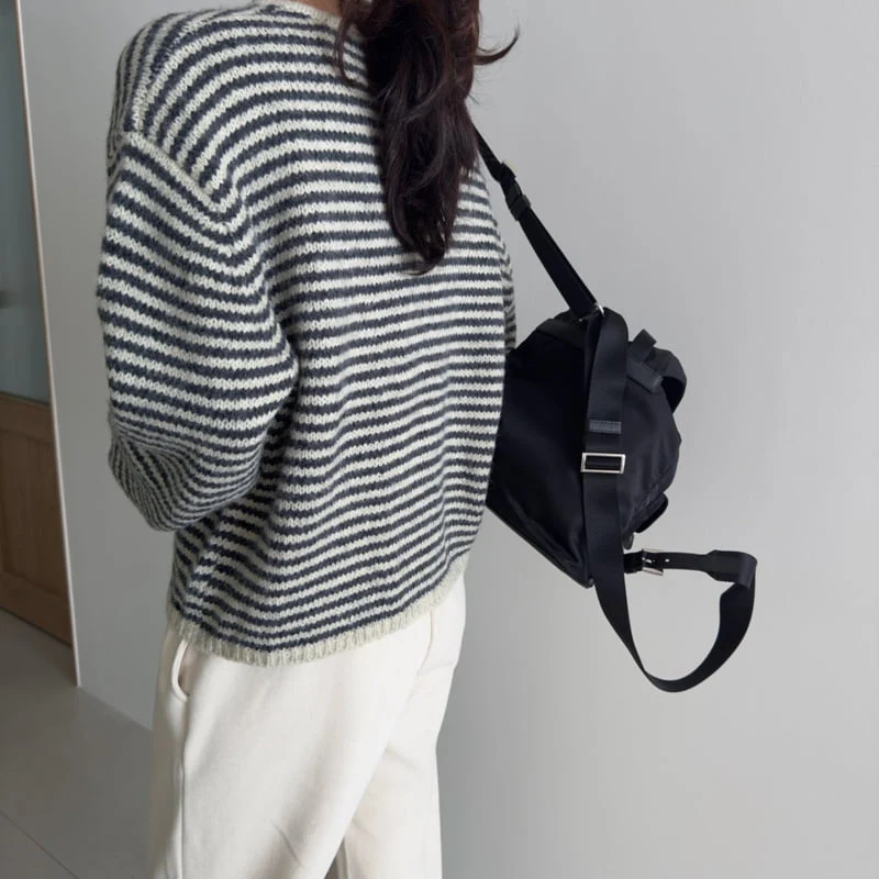 Ripple - Korean Women Fashion - #momslook - Light Stripe Knit Sweater - 3