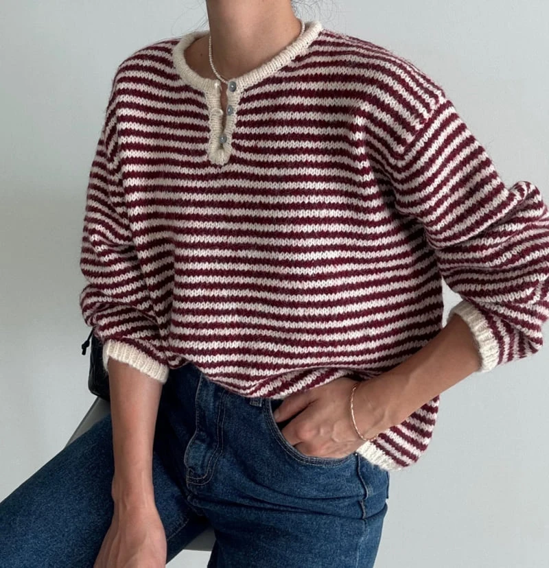 Ripple - Korean Women Fashion - #momslook - Light Stripe Knit Sweater - 5