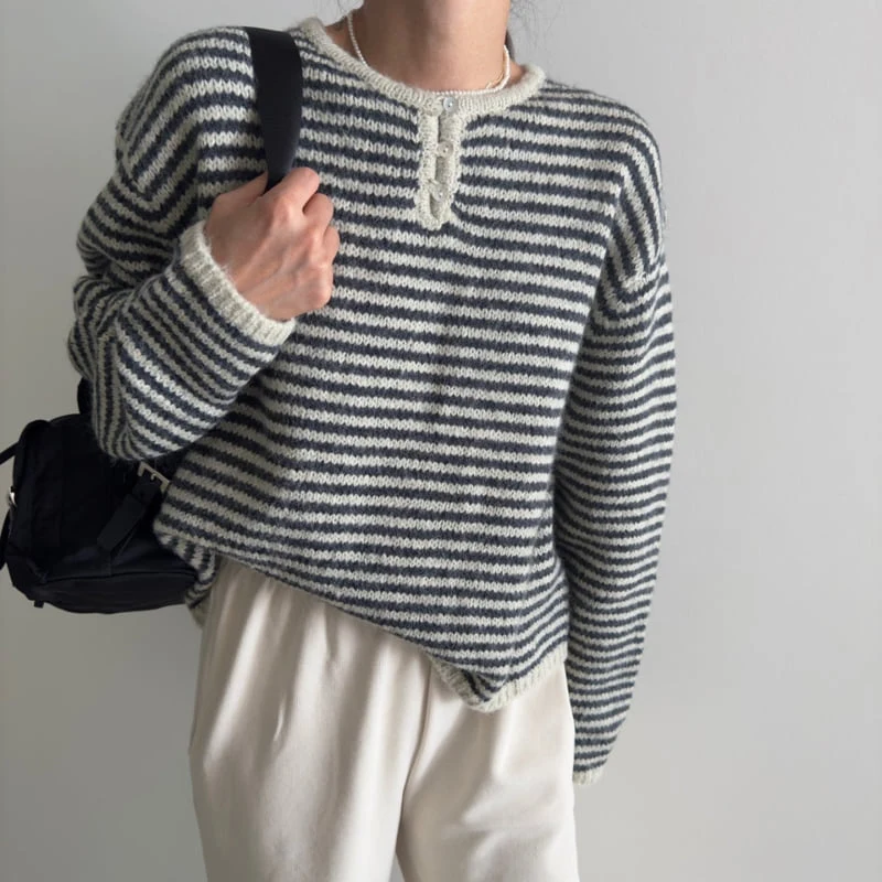 Ripple - Korean Women Fashion - #womensfashion - Light Stripe Knit Sweater - 2