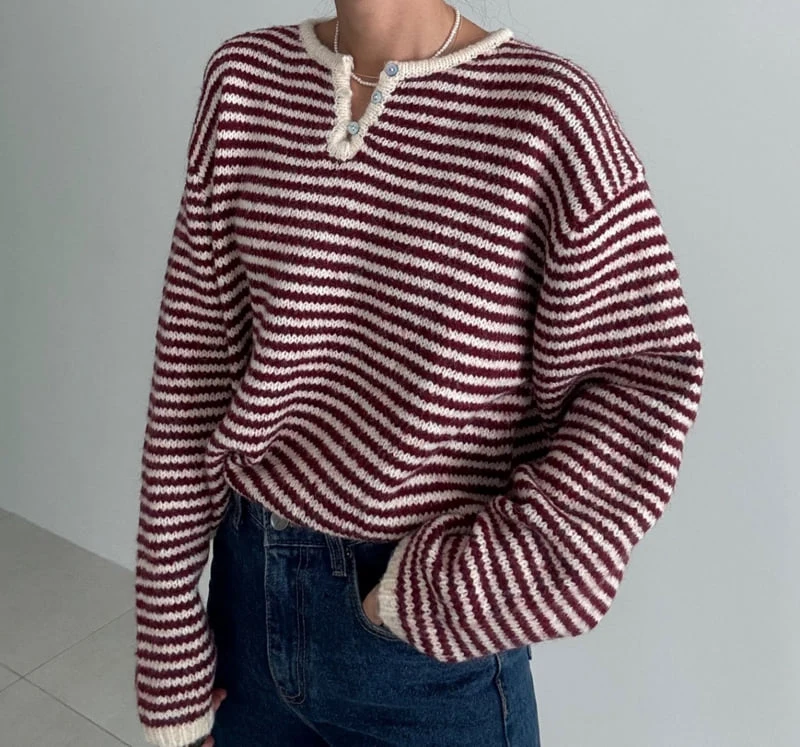 Ripple - Korean Women Fashion - #womensfashion - Light Stripe Knit Sweater - 6