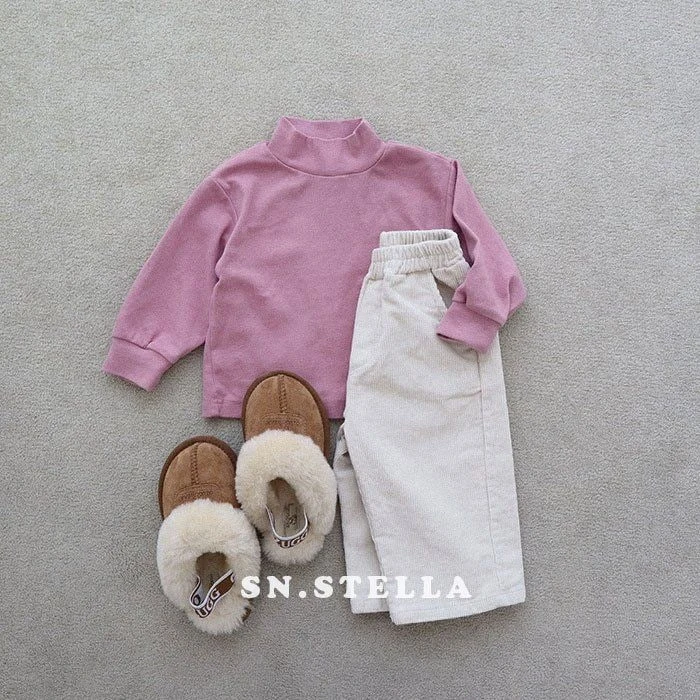 SN - Korean Children Fashion - #kidsshorts - Peach Half Turtleneck Tee - 9