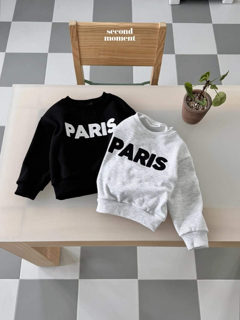 Second Moment - Korean Children Fashion - #kidsshorts - Paris Embroidery Sweatshirt