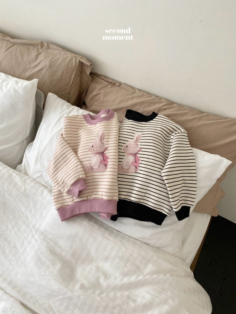 Second Moment - Korean Children Fashion - #kidzfashiontrend - Striped Rabbit Sweatshirt - 2