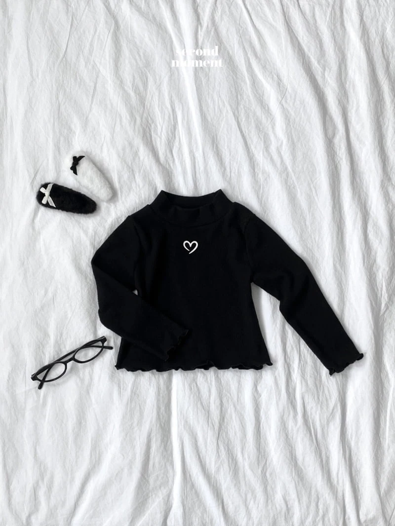 Second Moment - Korean Children Fashion - #todddlerfashion - Heart Turtleneck Tee - 6