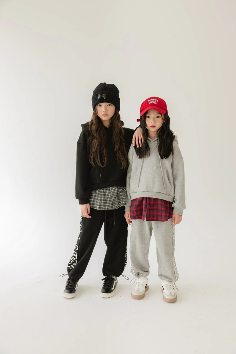 Sm2 - Korean Children Fashion - #Kfashion4kids - Eyelet Check Fleece Hood Top - 7