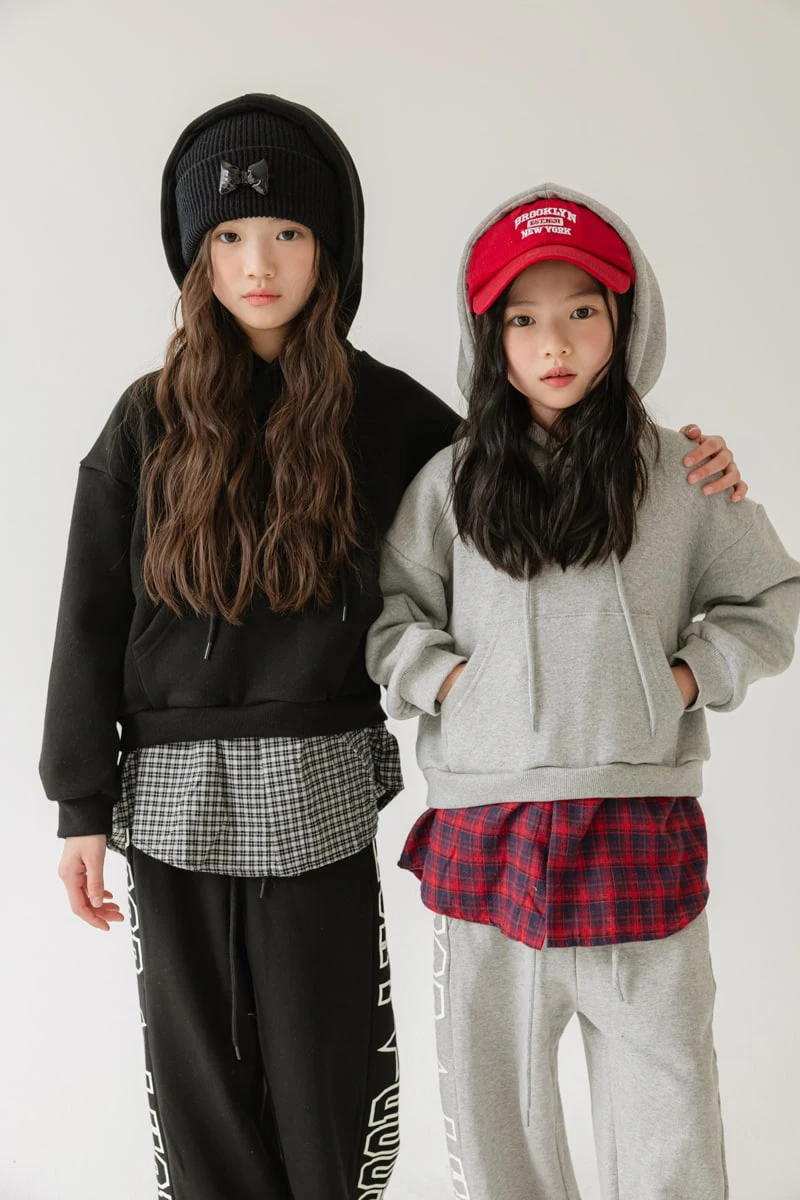 Sm2 - Korean Children Fashion - #designkidswear - Eyelet Check Fleece Hood Top