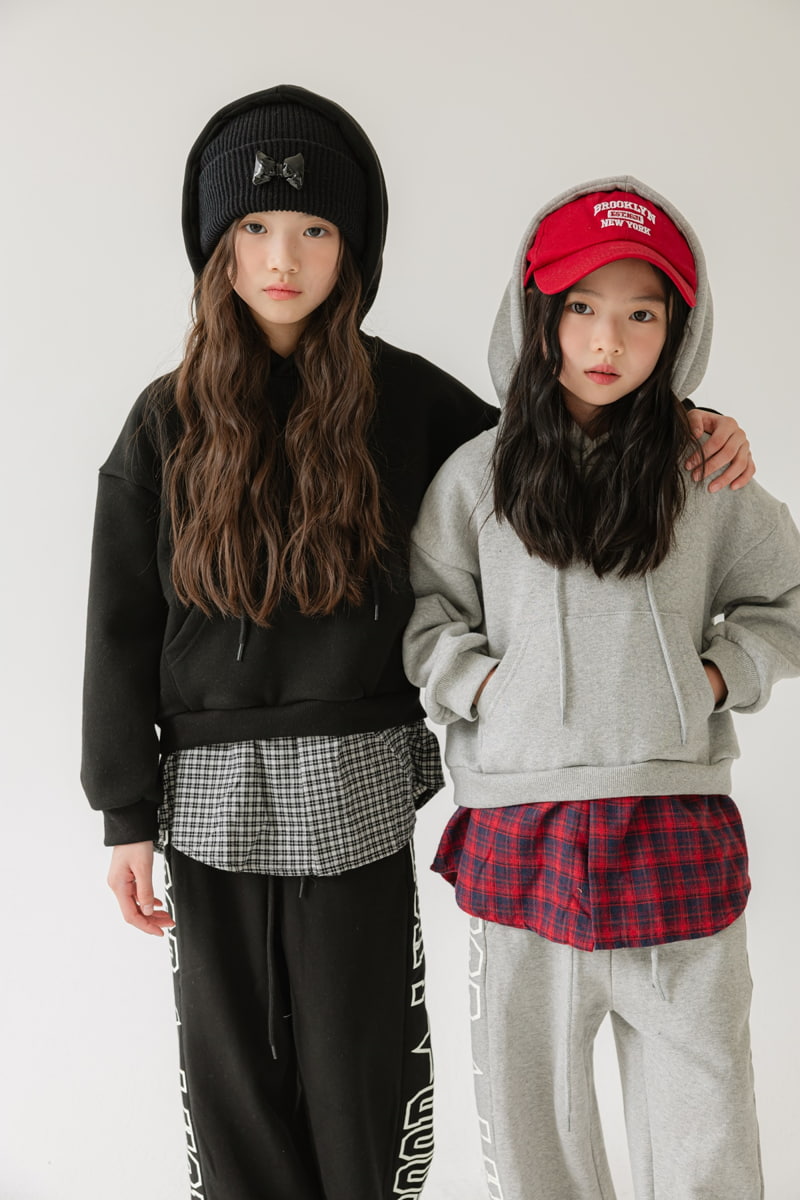 Sm2 - Korean Children Fashion - #discoveringself - Eyelet Check Fleece Hood Top - 2