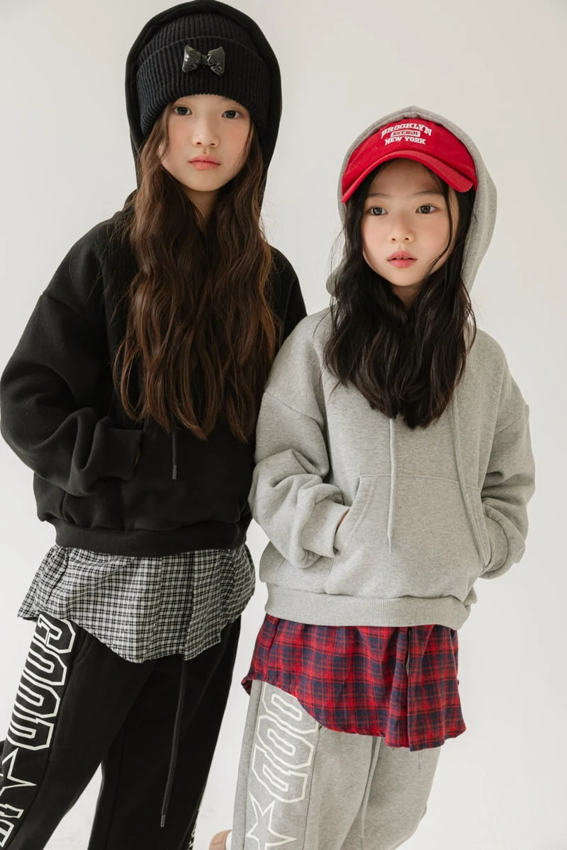 Sm2 - Korean Children Fashion - #kidzfashiontrend - Eyelet Check Fleece Hood Top - 6