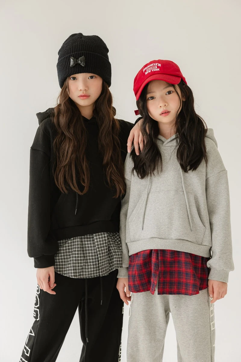 Sm2 - Korean Children Fashion - #littlefashionista - Eyelet Check Fleece Hood Top - 8