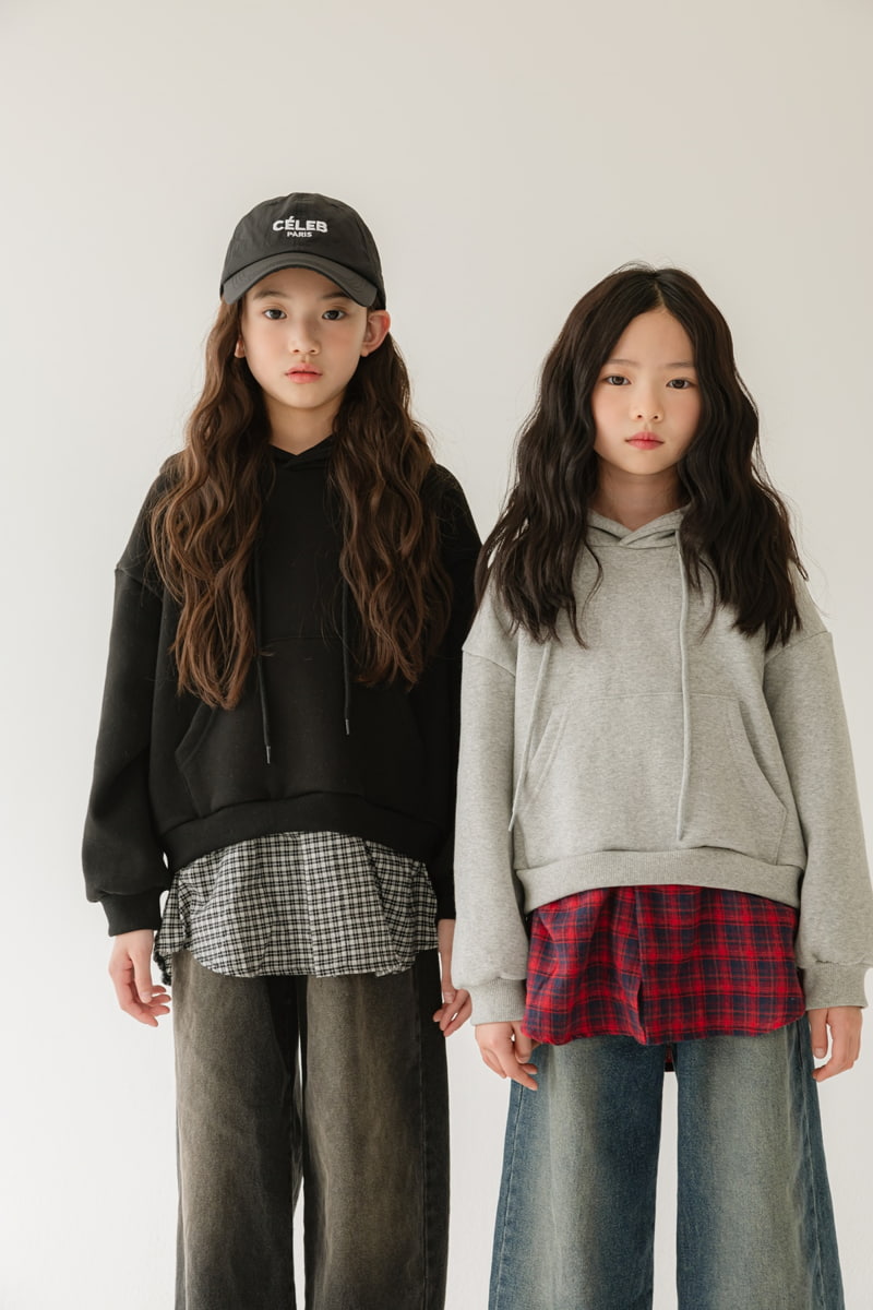 Sm2 - Korean Children Fashion - #magicofchildhood - Eyelet Check Fleece Hood Top - 9