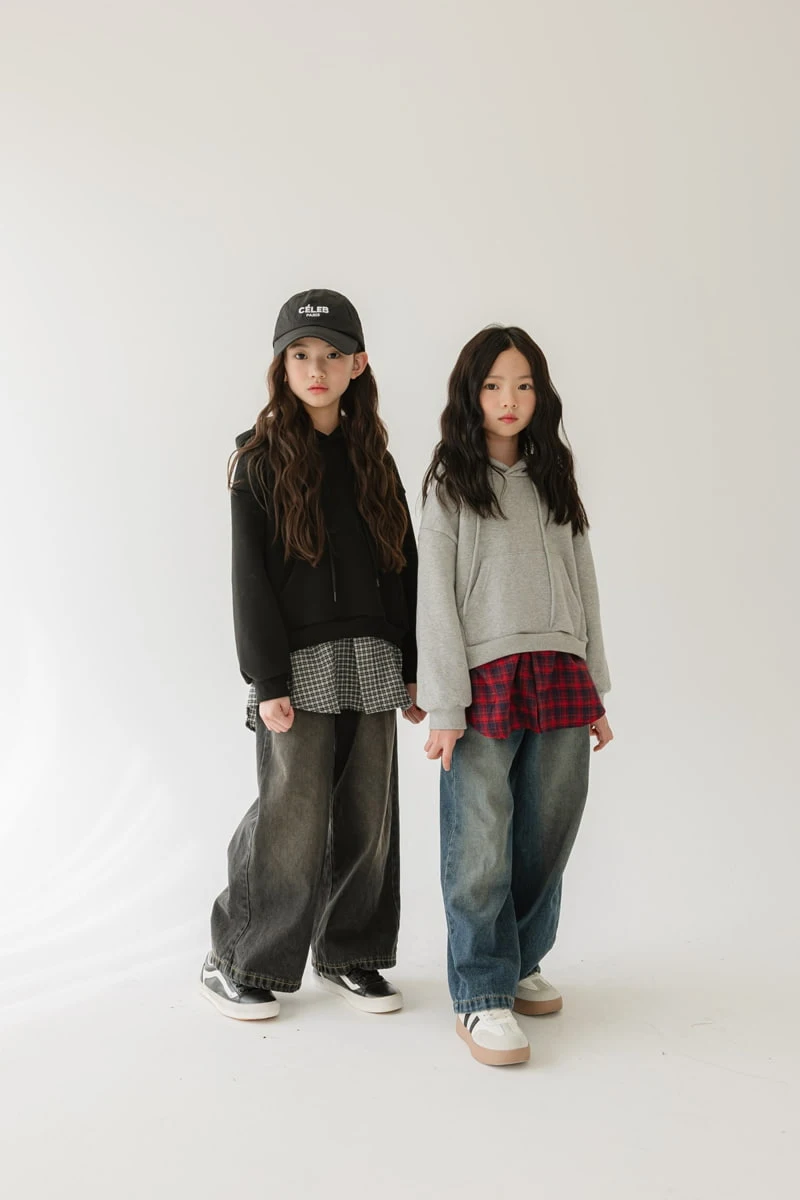 Sm2 - Korean Children Fashion - #todddlerfashion - Eyelet Check Fleece Hood Top - 12