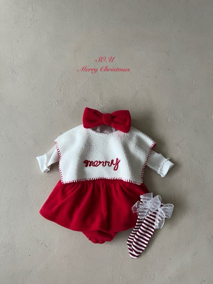 So U - Korean Baby Fashion - #babyboutique - Christmas Big Ribbon Suit - 9