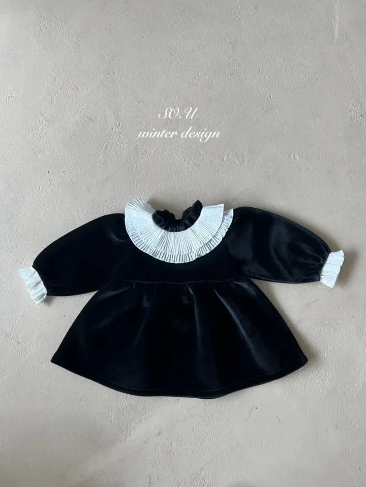 So U - Korean Baby Fashion - #babyfever - Pleated Collar Winter Dress