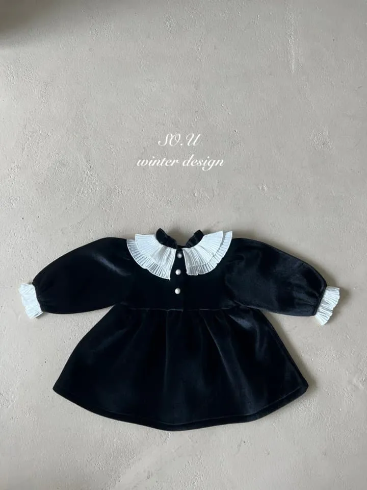 So U - Korean Baby Fashion - #babygirlfashion - Pleated Collar Winter Dress - 2