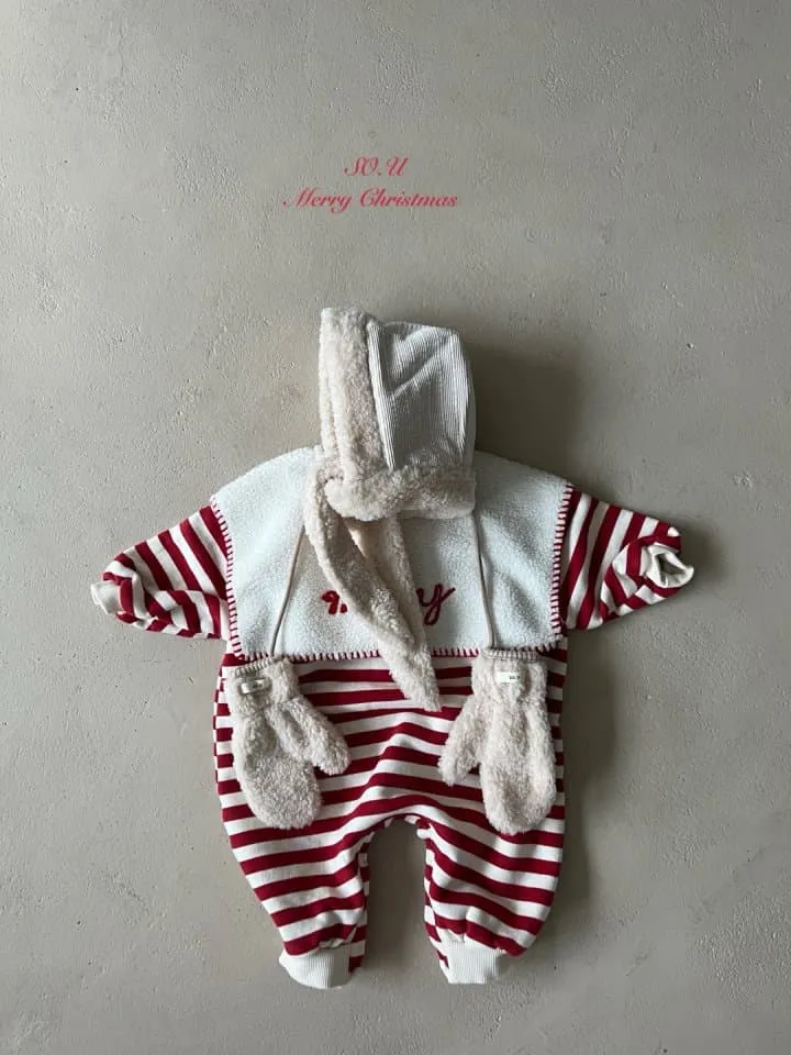 So U - Korean Baby Fashion - #babyoutfit - Christmas Stripe Suit - 6