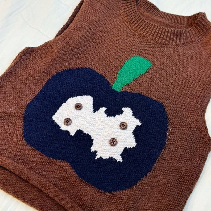 T.j - Korean Children Fashion - #kidzfashiontrend - Apple Knit Vest - 3