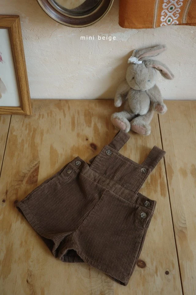 The Beige - Korean Baby Fashion - #babyoninstagram - Corduroy Suspender Short Pants - 2