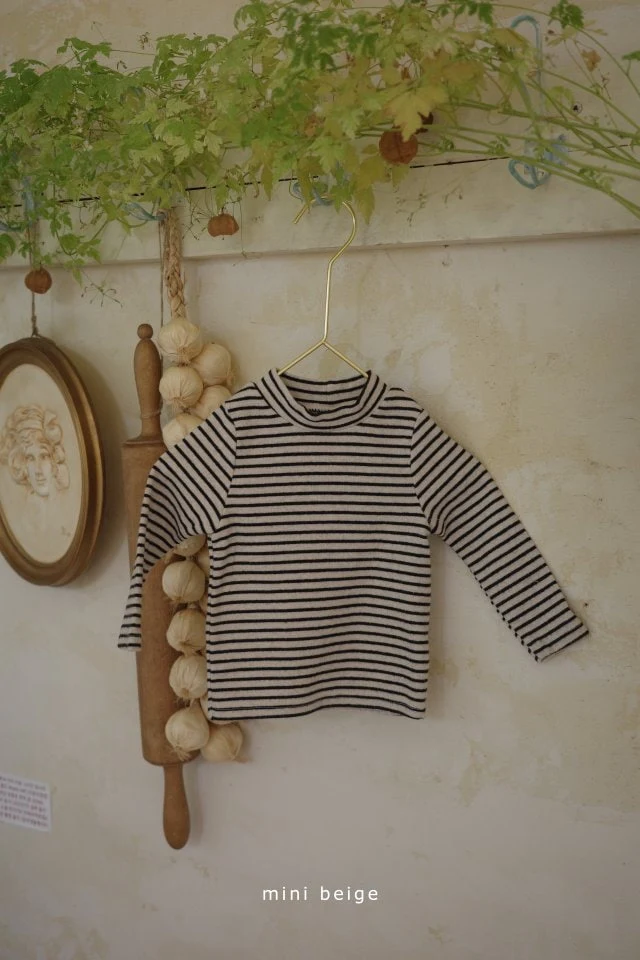 The Beige - Korean Baby Fashion - #babyoninstagram - Stripe Turtleneck Tee