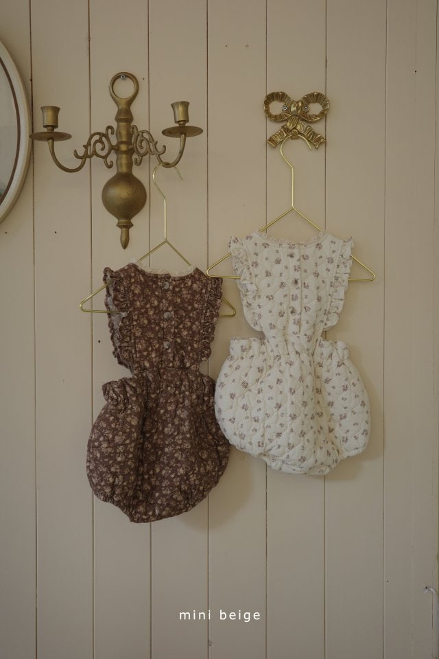 The Beige - Korean Baby Fashion - #babyootd - Lace Quilting Bodysuit - 3