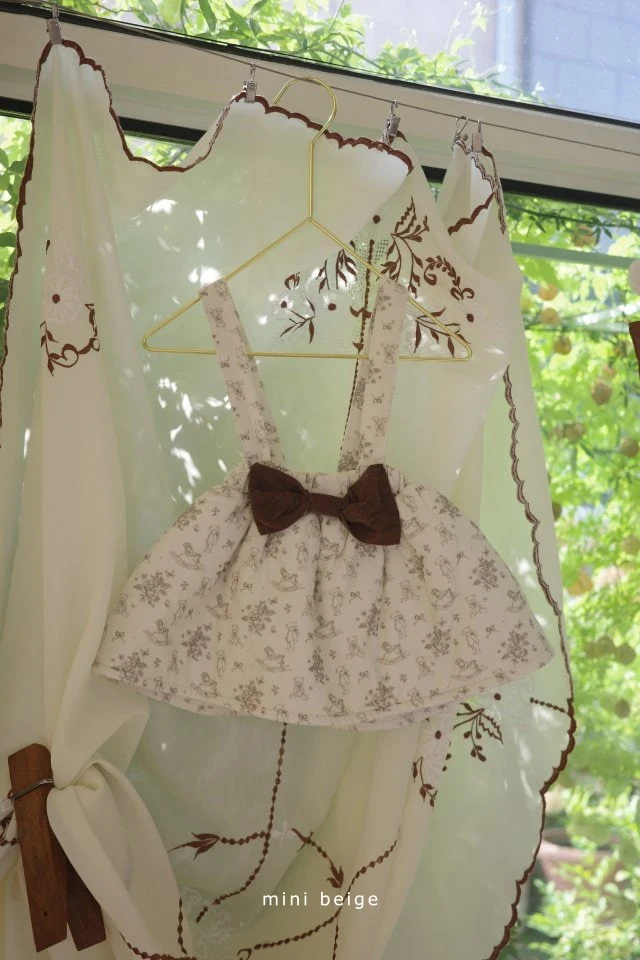 The Beige - Korean Baby Fashion - #babyoutfit - Ribbon Suspender Skirt - 5