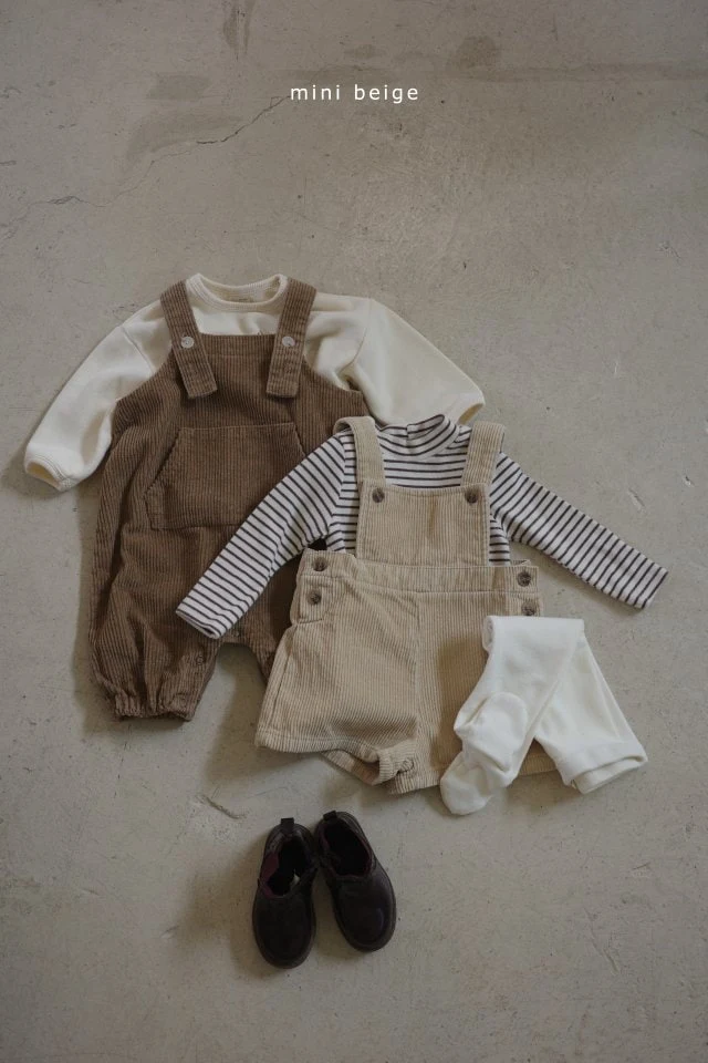 The Beige - Korean Baby Fashion - #babyootd - Corduroy Suspender Short Pants - 4