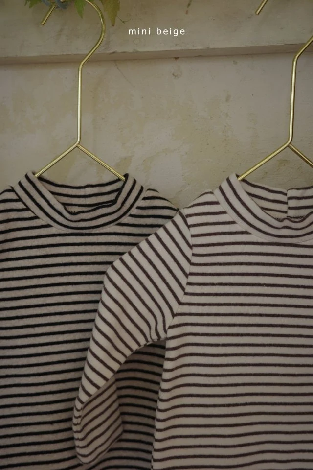 The Beige - Korean Baby Fashion - #babyoutfit - Stripe Turtleneck Tee - 4