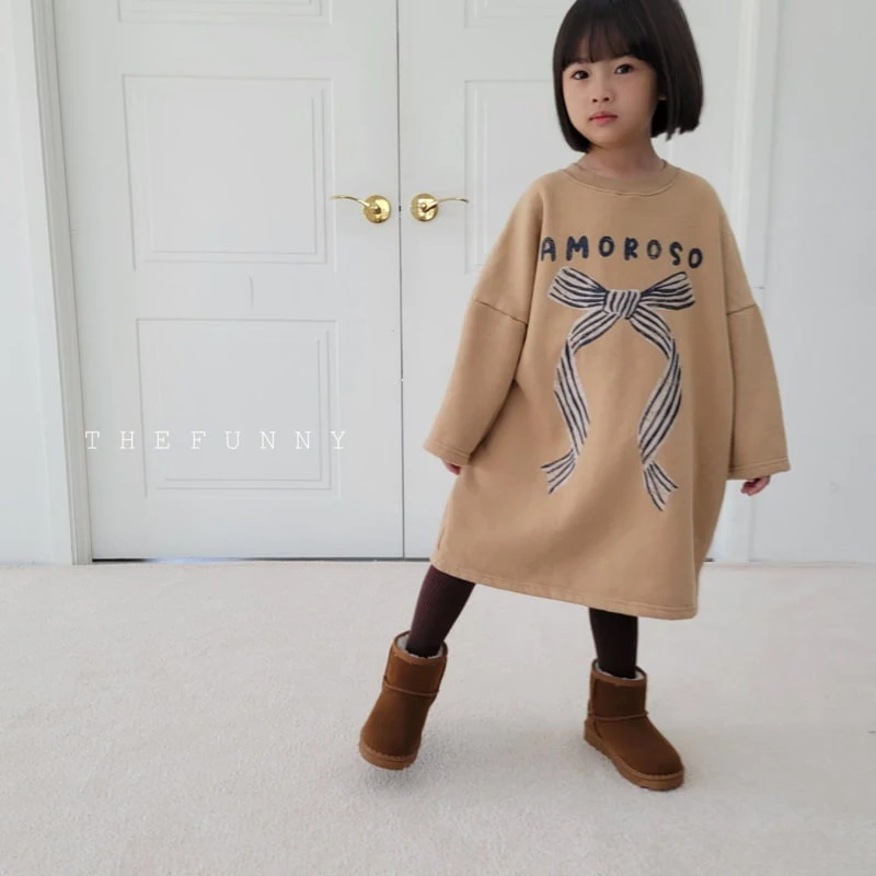 The Funny - Korean Children Fashion - #childofig - Amore Ribbon Fleece One-piece - 8