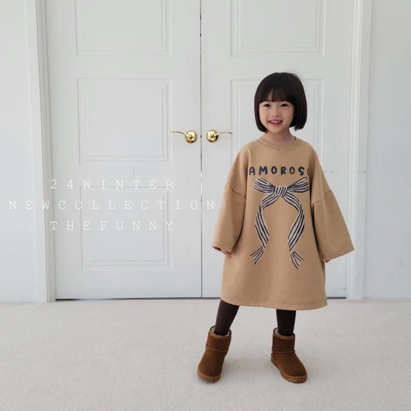 The Funny - Korean Children Fashion - #minifashionista - Amore Ribbon Fleece One-piece - 6