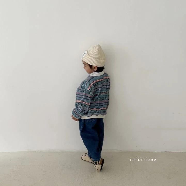 Thegoguma - Korean Children Fashion - #Kfashion4kids - Circle Fleeced Wide Denim Pants - 6