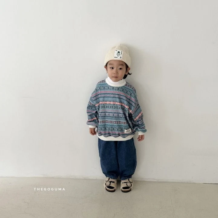 Thegoguma - Korean Children Fashion - #discoveringself - Circle Fleeced Wide Denim Pants