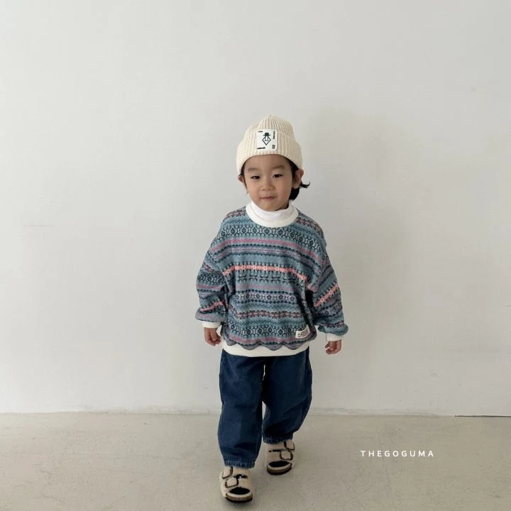 Thegoguma - Korean Children Fashion - #fashionkids - Circle Fleeced Wide Denim Pants - 2