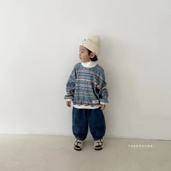 Thegoguma - Korean Children Fashion - #kidsshorts - Circle Fleeced Wide Denim Pants - 4