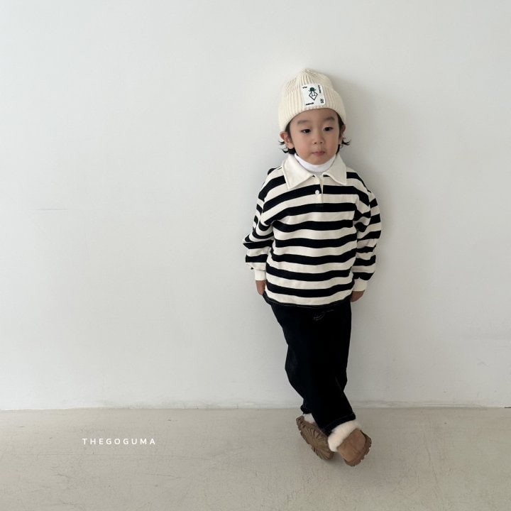 Thegoguma - Korean Children Fashion - #kidsstore - Stripe Fleeced Collar Tee