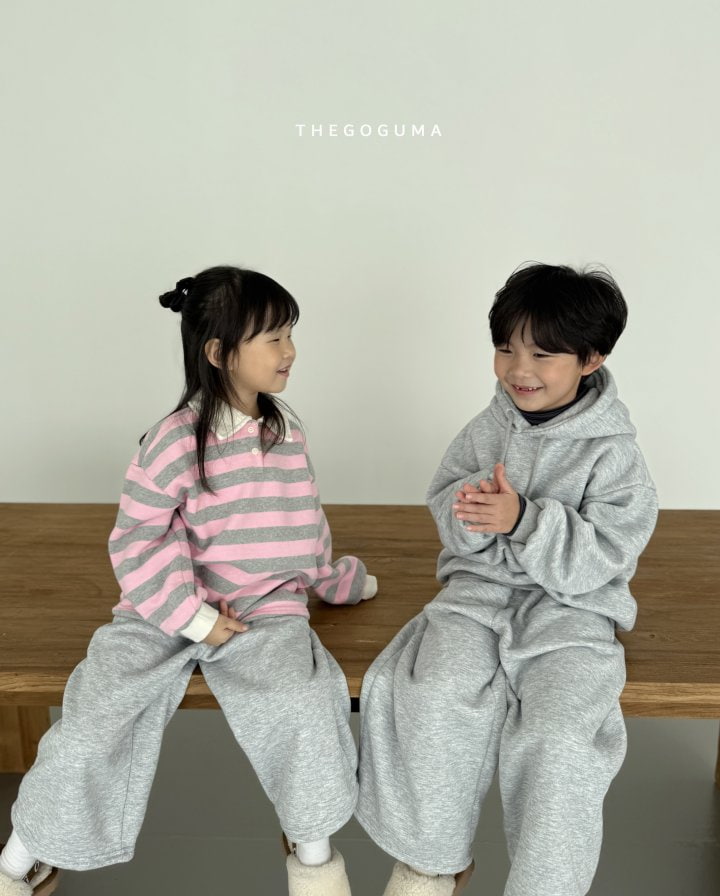 Thegoguma - Korean Children Fashion - #kidzfashiontrend - Stripe Fleeced Collar Tee - 2