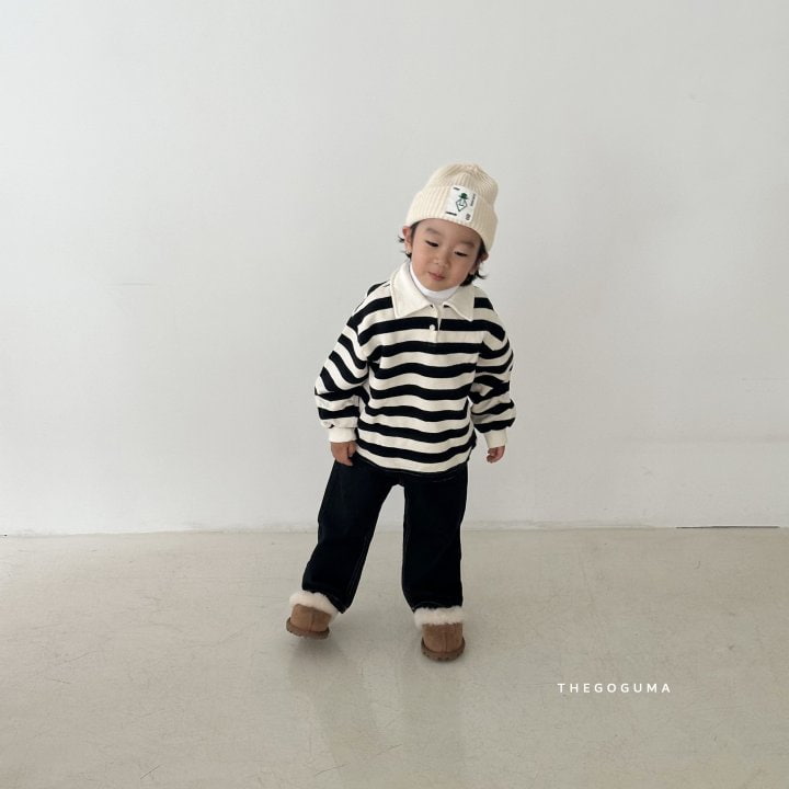 Thegoguma - Korean Children Fashion - #magicofchildhood - Stripe Fleeced Collar Tee - 5