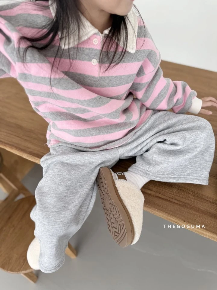 Thegoguma - Korean Children Fashion - #toddlerclothing - Stripe Fleeced Collar Tee - 9