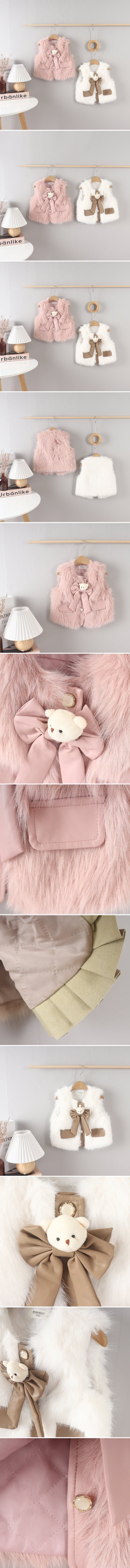 Tony - Korean Children Fashion - #kidsshorts - Bear Ribbon Vest