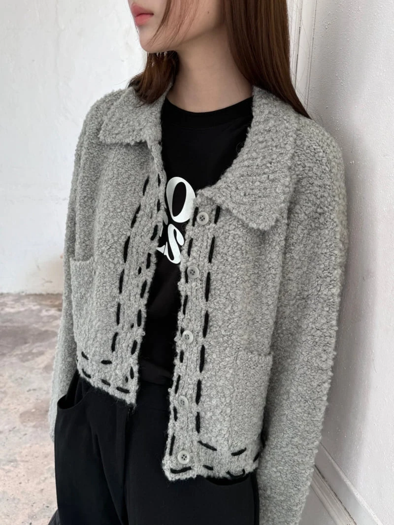 Unbound - Korean Women Fashion - #momslook - Stitch Knit Cardigan - 7