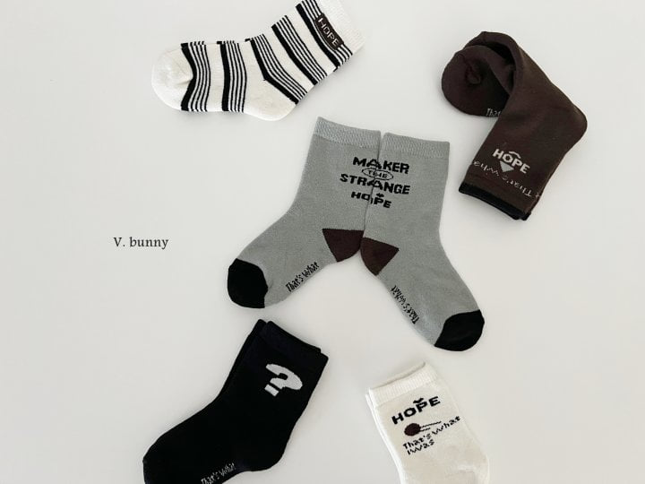 V Bunny - Korean Children Fashion - #childofig - Question Mark Socks Set - 8