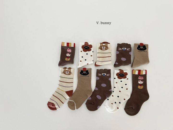 V Bunny - Korean Children Fashion - #childofig - Chestnuts Socks Set - 2