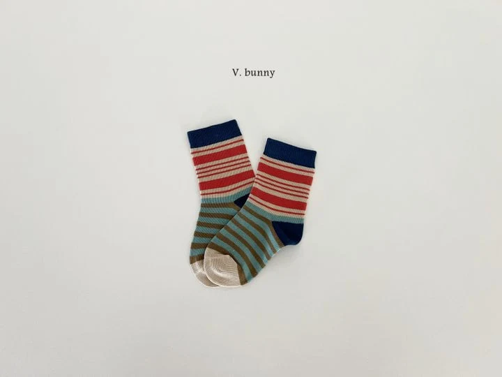 V Bunny - Korean Children Fashion - #childofig - Color Stripe Socks Set - 3