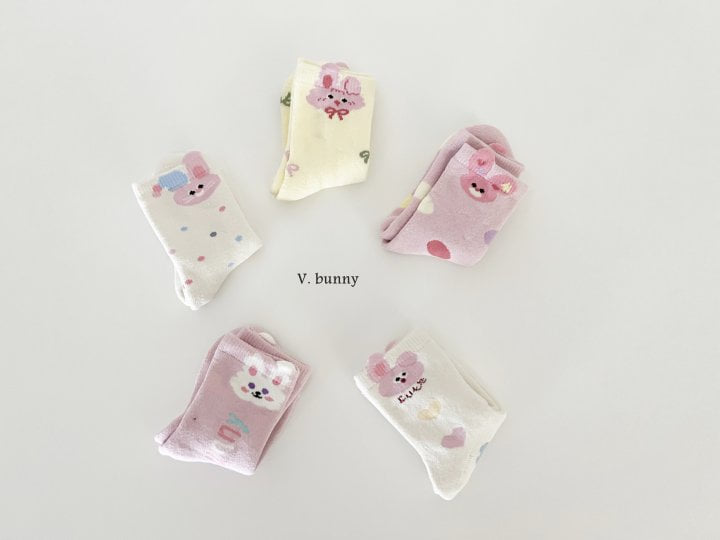 V Bunny - Korean Children Fashion - #childrensboutique - Pink Rabbit Socks Set - 10