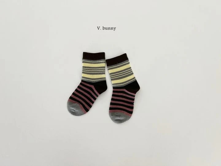 V Bunny - Korean Children Fashion - #childofig - Color Stripe Socks Set - 4