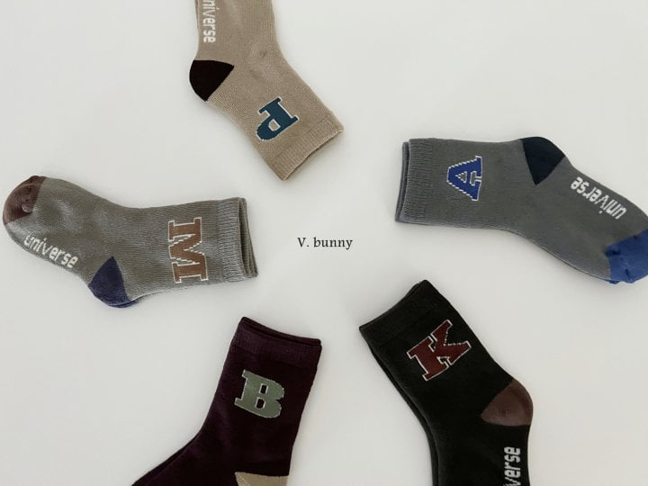 V Bunny - Korean Children Fashion - #designkidswear - Alphabet Socks Set - 9