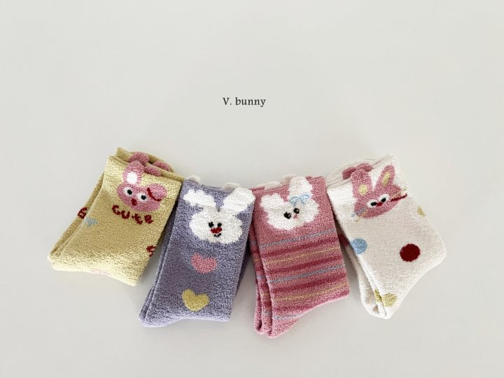 V Bunny - Korean Children Fashion - #designkidswear - Heart Rabbit Socks Set - 2