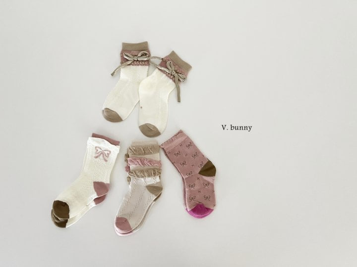 V Bunny - Korean Children Fashion - #discoveringself - Gold Ribbon Socks Set