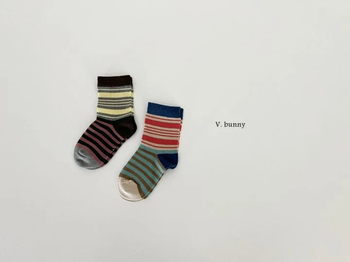 V Bunny - Korean Children Fashion - #fashionkids - Color Stripe Socks Set - 7