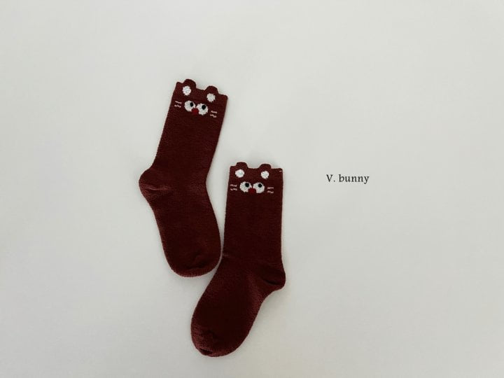 V Bunny - Korean Children Fashion - #fashionkids - Apple Cat Socks Set - 6