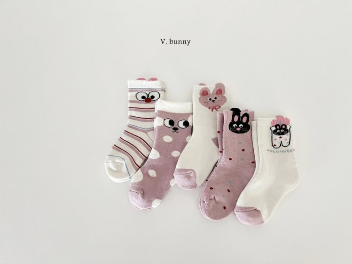 V Bunny - Korean Children Fashion - #kidsshorts - Big Eyes Socks Set - 2