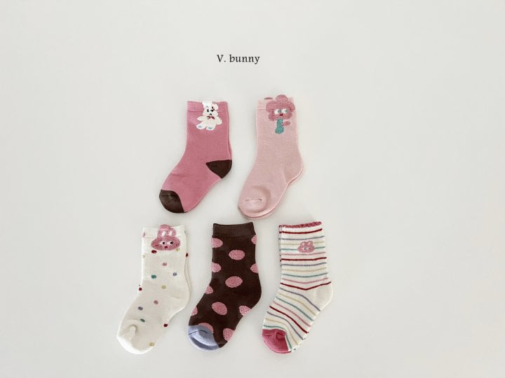 V Bunny - Korean Children Fashion - #kidsshorts - Flower Socks Set